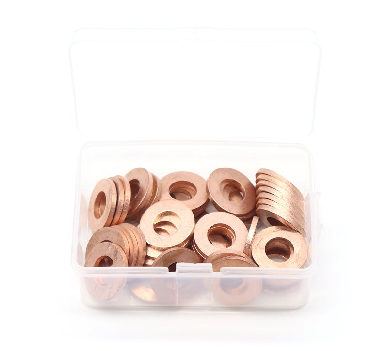binifiMux 50-Pack M10 x 20 x 2mm Metric Flat Copper Sealing Washers - Image 1